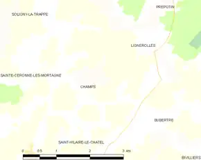 Poziția localității Champs
