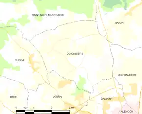 Poziția localității Colombiers