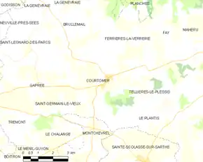 Poziția localității Courtomer
