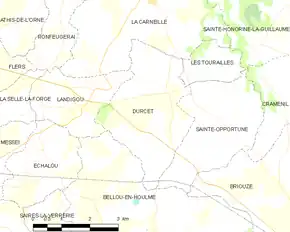 Poziția localității Durcet