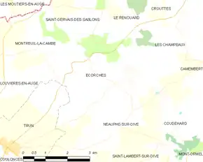 Poziția localității Écorches