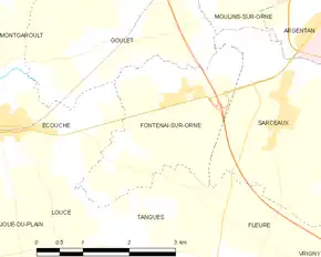 Poziția localității Fontenai-sur-Orne