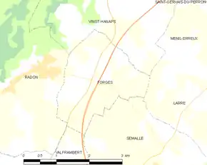 Poziția localității Forges