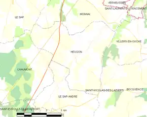 Poziția localității Heugon