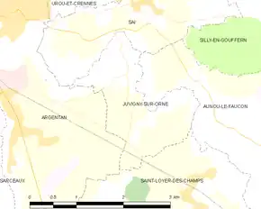 Poziția localității Juvigny-sur-Orne
