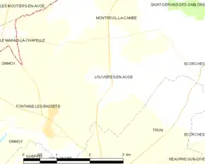 Poziția localității Louvières-en-Auge