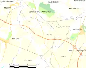 Poziția localității Macé