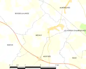 Poziția localității Médavy