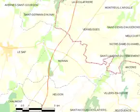 Poziția localității Monnai