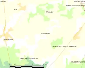 Poziția localității Normandel