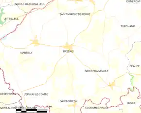 Poziția localității Passais