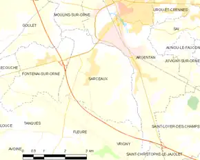 Poziția localității Sarceaux