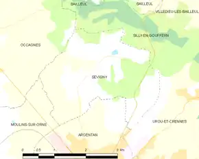 Poziția localității Sévigny