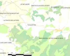 Poziția localității Touquettes