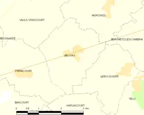 Poziția localității Beugny