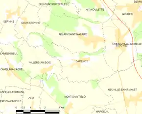 Poziția localității Carency