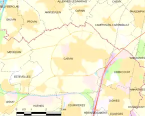 Poziția localității Carvin