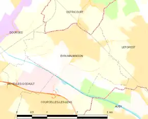 Poziția localității Évin-Malmaison