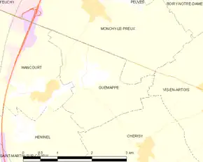 Poziția localității Guémappe