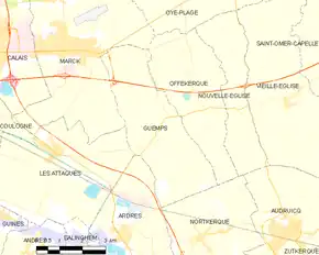 Poziția localității Guemps