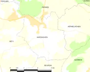 Poziția localității Hardinghen