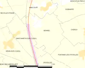 Poziția localității Héninel