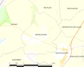 Poziția localității Hervelinghen