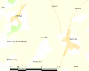 Poziția localității Huclier