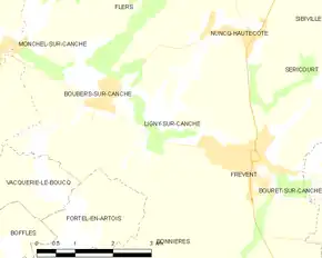 Poziția localității Ligny-sur-Canche