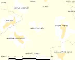 Poziția localității Monts-en-Ternois