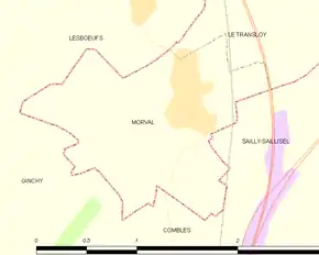 Poziția localității Morval