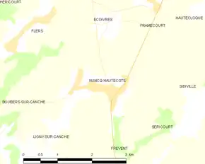 Poziția localității Nuncq-Hautecôte