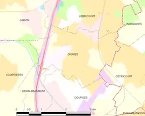 Poziția localității Oignies