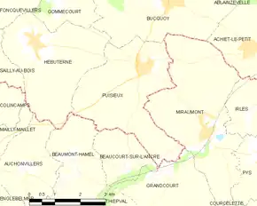 Poziția localității Puisieux