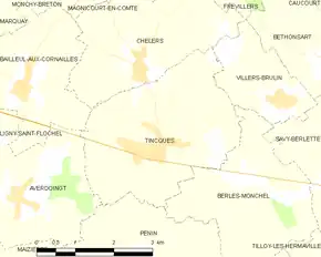Poziția localității Tincques