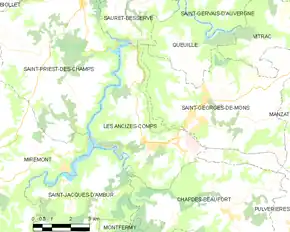 Poziția localității Les Ancizes-Comps