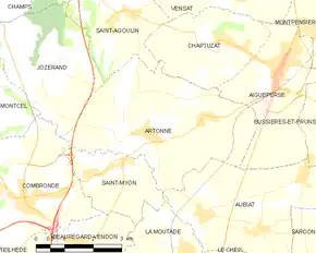 Poziția localității Artonne