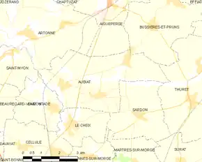 Poziția localității Aubiat