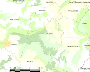 Poziția localității Augnat