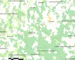 Poziția localității Auzelles