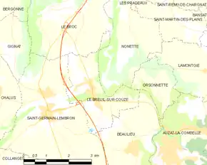 Poziția localității Le Breuil-sur-Couze