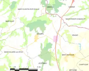 Poziția localității Champs