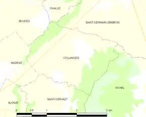 Poziția localității Collanges
