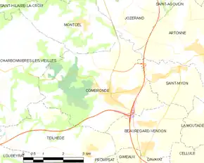 Poziția localității Combronde