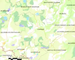 Poziția localității Compains