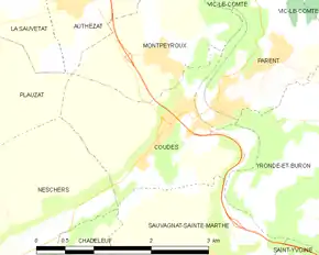 Poziția localității Coudes