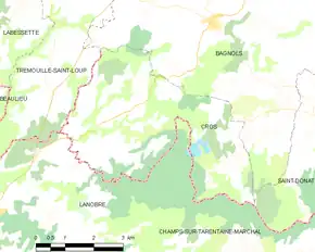 Poziția localității Cros