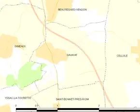 Poziția localității Davayat