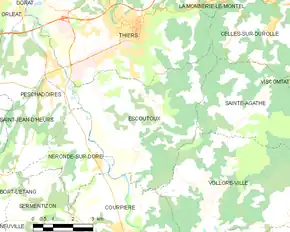 Poziția localității Escoutoux