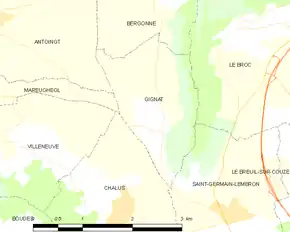 Poziția localității Gignat